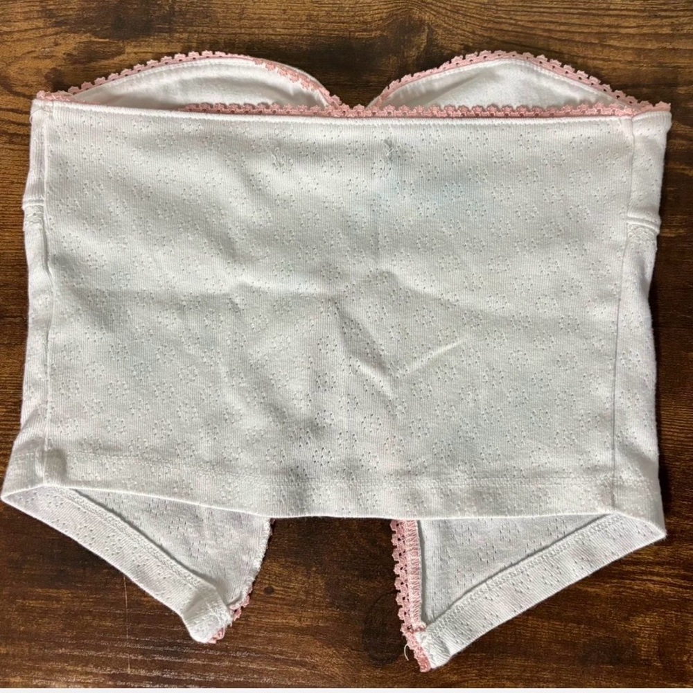 Urban Outfitters Coquette Rosette White Strapless Tunic Top - Picture 5 of 11